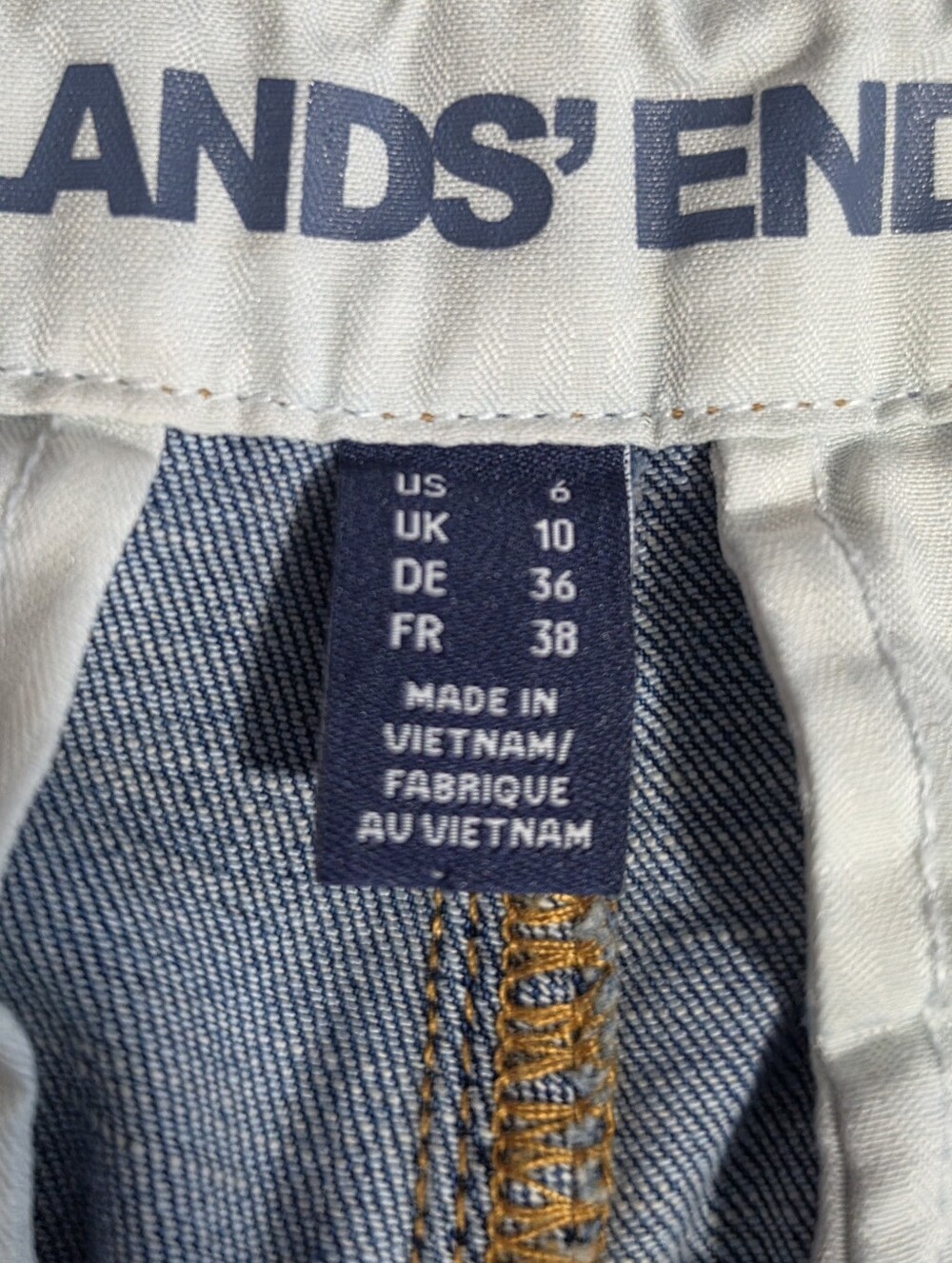 Lands End Cropped Wide Leg Utility Denim Jeans Trouser Pocket Medium Wash Size 6 - Picture 2 of 4